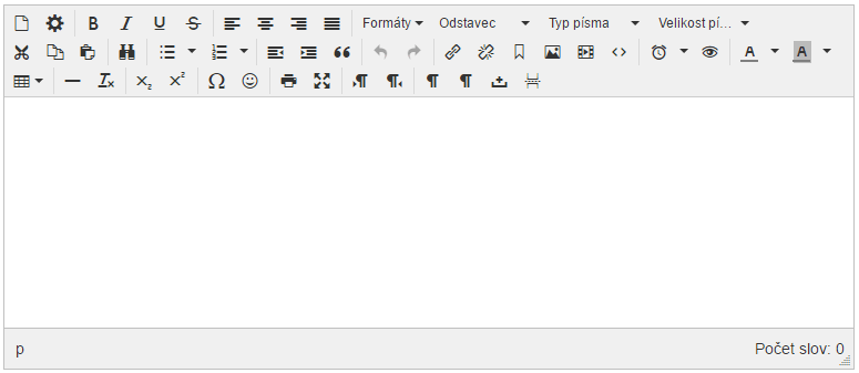 Nový TinyMCE editor a souborový manažer