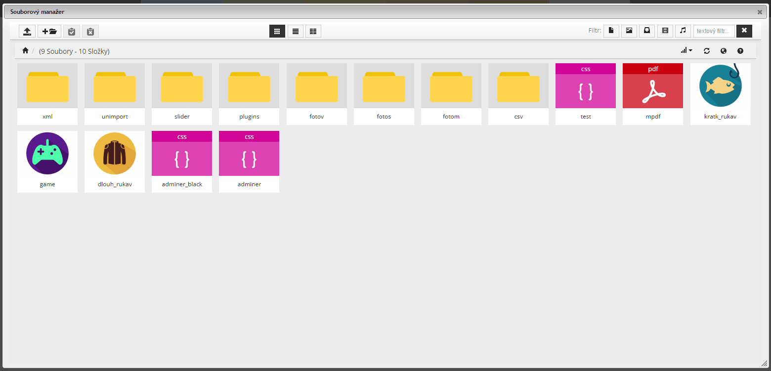 Nový TinyMCE editor a souborový manažer