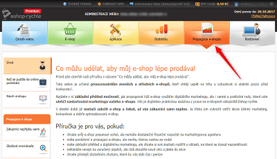 Propagace e-shopu - vzdělávací sekce administrace Eshop-rychle