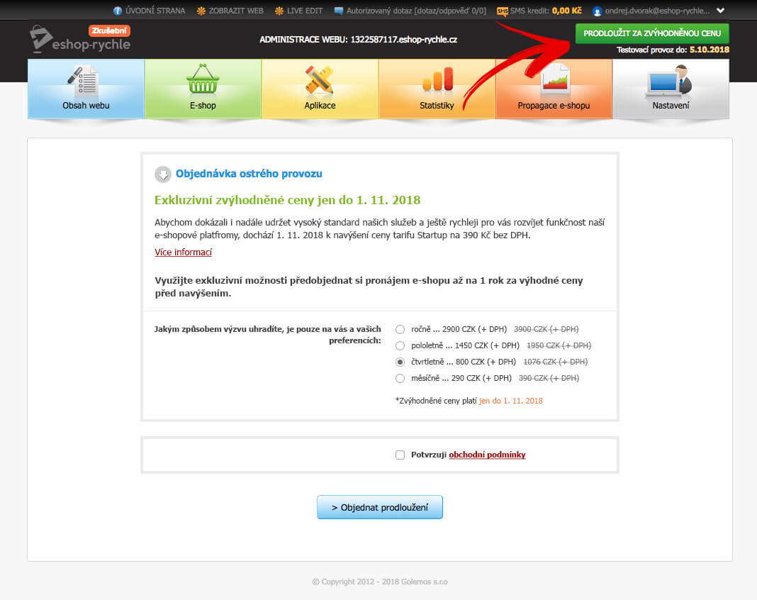 Fixace ceny v administraci Eshop-rychle