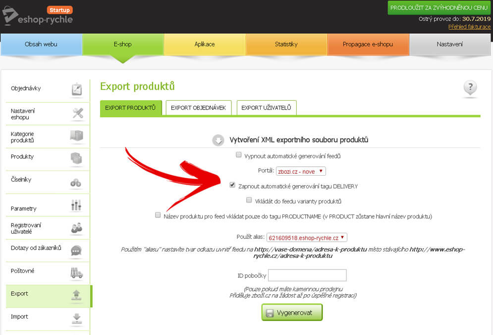 Nastavení XML feedu pro Zboží.cz 